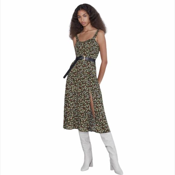 ✨HP✨ZARA Floral Midi Dress ✨ - Picture 1 of 7